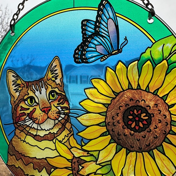 Painted Stained Glass Window Hanging - Picture 4 of 6